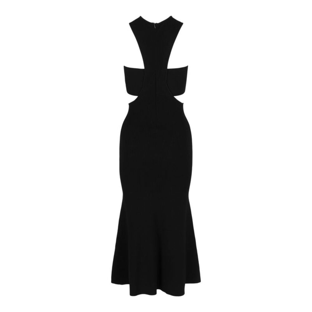 Alexander McQueen Slashed Harness Midi Dress Black Womens - Picture 2 of 3